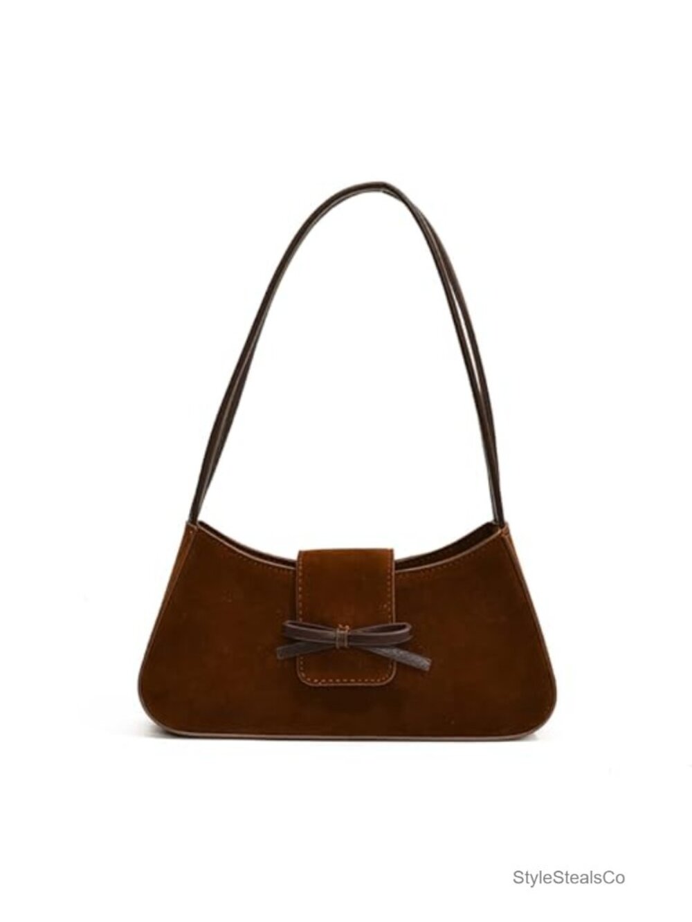 Suede Shoulder Bag for Women Coquette Bow Purse Underarm Handbag Small